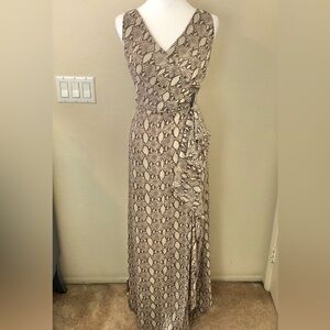 Lauren Ralph Lauren Beige Snake Print Maxi Dress EUC